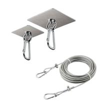 Kit 2 Gancho Anel Fixo Rotativo sem Perfuração + Cabo de Aço Inoxidável Revestido de PVC Kit 2 Gancho Anel Fixo Rotativo sem Perfuração + Cabo de Aço Inoxidável Revestido de PVC