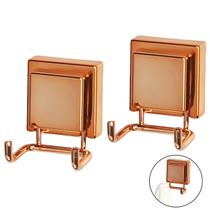 Kit 2 Gancho Duplo Multiuso Com Ventosa Para Toalhas Objetos Utensílios Banheiro Rose Gold - Future