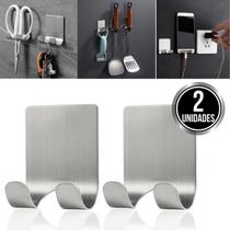 Kit 2 Gancho Parede Suporte Cabide Adesivo Alta Aderência Metal Aço Inox Monolo