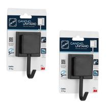 Kit 2 Ganchos Cabide Suporte Porta Toalha de Rosto de Parede Banheiro 3M Sem Furo Preto Black Arthi