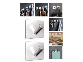Kit 2 Ganchos De Inox Suporte Organizador Adesivo Quadrado Kit 2 Ganchos De Inox Suporte Organizador Adesivo Quadrado