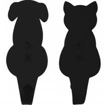 Kit 2 Ganchos de Parede 8cm Gato Cachorro Pendurador Bolsas Casacos Chaves Luft Masutti