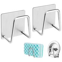 Kit 2 Ganchos Suporte Com Adesivo Parede Pia Aço Inox Apoio De Bucha