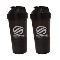 Kit 2 Garrafa Coqueteleira Shaker Fitness 400ml com Divisórias
