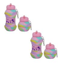 kit 2 Garrafa de agua Retrátil de Silicone dobravel futebol novidade para menino e menina 500ml