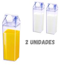 Kit 2 Garrafa De Água Suco Caixa De Leite 500ML P/ Geladeira Acrílico Estilo Pack
