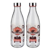Kit 2 Garrafa De Vidro 950Ml Tampa Aço Inox Leite Água Euro