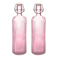 Kit 2 Garrafa De Vidro Água Suco Refrigerante 1l Colorida