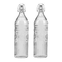 Kit 2 Garrafa De Vidro Água Suco Refrigerante 1l Transparente