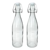 Kit 2 Garrafa De Vidro Com Tampa Hermética Transparente 950ml Água Suco