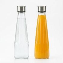 Kit 2 Garrafa de Vidro Redonda Texturizada Transparente para Água e Suco com Vedação Segura Design Sofisticado Mesa Posta -