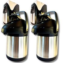 KIT 2 Garrafa Térmica 2,5 Litros Aço Inox Parede Dupla Giratória