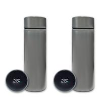 Kit 2 Garrafa Térmica Aço Inox Termômetro Digital Led 500ml