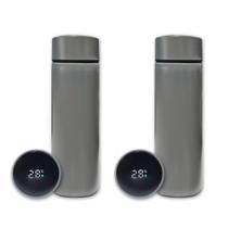 Kit 2 Garrafa Térmica Aço Inox Termômetro Digital Led 500Ml