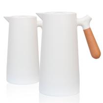 Kit 2 Garrafa Térmica Jarra 1L Branca Bebida Quente e Gelada