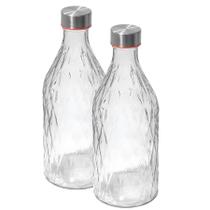 Kit 2 Garrafa Vidro 1L Transparente Agua Suco C/ Tampa Rosqueavel Hermética Vintage Kit 2 Garrafa Vidro 1L Transparente Agua Suco C/ Tampa Rosqueavel Hermética Vintage