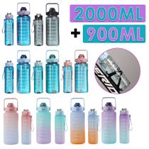 Kit 2 Garrafas De Água Degradê 2Litros e 900ml Frase Motivacional Canudo Academia Treino Esporte Corrida Natação Kit 2 Garrafas De Água Degradê 2Litros e 900ml Frase Motivacional Canudo Academia Treino Esporte Corrida Natação