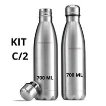 Kit 2 Garrafas de Inox 700ml Para Academia, Esportes e Dia a Dia Não Térmica Kit 2 Garrafas de Inox 700ml Para Academia, Esportes e Dia a Dia Não Térmica