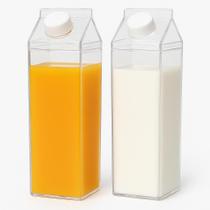 Kit 2 Garrafas De Plástico Em Formato De Caixa De Leite 1L agua, Sucos,iogurtes - Hauskraft