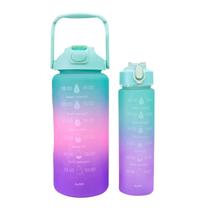 Kit 2 garrafas de plástico motivacional tie dye 2l e 650ml