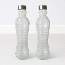 Kit 2 Garrafas De Vidro 1 Litro Com Tampa Inox Resistente