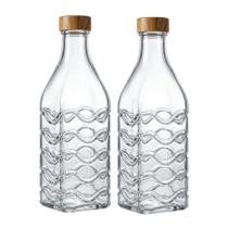 Kit 2 Garrafas De Vidro 1l Transparente Agua Tampa Inox