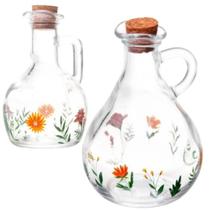 Kit 2 Garrafas De Vidro Para Azeite Flora 180 e 320ml Lyor