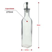 Kit 2 Garrafas de Vidro para Azeite ou Vinagre 270ml com Bico Dosador e Tampa Lyor