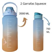 Kit 2 Garrafas Squeeze De Água 2 Litros P/Academia-Frases Motivacionais Varias cores