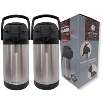 Kit 2 Garrafas Térmica de Inox 2,5 Litros Madri Ampola de Inox Base Giratória Com Alavanca Unitermi Kit 2 Garrafas Térmica de Inox 2,5 Litros Madri Ampola de Inox Base Giratória Com Alavanca Unitermi