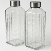 Kit 2 garrafas vidro geladeira agua suco elegante