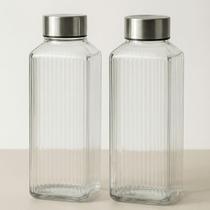 KIt 2 garrafas vidro geladeira para agua e suco sofisticadas