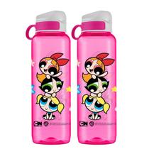 Kit 2 Garrafinha De Água Garrafa Academia Squeeze 1 Litro Infantil Tampa Emborrachada -
