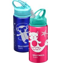 Kit 2 Garrafinha Refresh Alumínio 500ml Canudo Multikids Kit 2 Garrafinha Refresh Alumínio 500ml Canudo Multikids