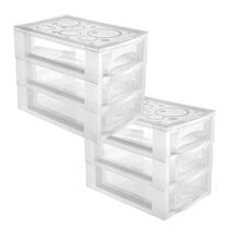 Kit 2 Gaveteiro Médio Organizar Com 3 Gavetas Transparente Kit 2 Gaveteiro Médio Organizar Com 3 Gavetas Transparente