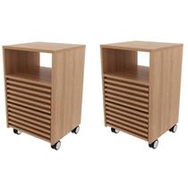 Kit 2 Gaveteiros com Ripado Rodízio 2 Gavetas 1 Nicho Me4175 Espresso Móveis