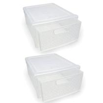 Kit 2 Gaveteiros Empilhável Modular Rattan Transparente