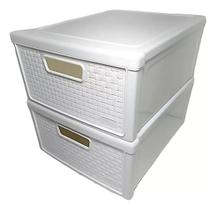 Kit 2 Gaveteiros Organizadores Modular Rattan 7,9 L Branco