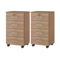 Kit 2 Gaveteiros Para Escritório Gávea Com Chave Freijó Fosco Móveis Leão