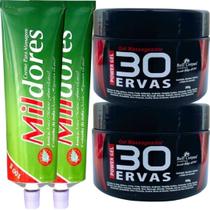 Kit 2 Gel 30 Ervas Power 300g + 2 Creme Para Massagem Mil Dores 100g