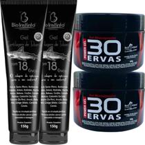 Kit 2 Gel 30 Ervas Power 300g + 2 Gel Cartilagem de Tubarão com 18 Ervas 150g