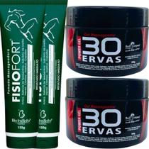 Kit 2 Gel 30 Ervas Power 300g + 2 Pomada Massageadora Fisiofort 150g
