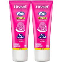 Kit 2 Gel Dental Carmed Fini Beijos Flúor + Anticárie 70g Cada Kit 2 Gel Dental Carmed Fini Beijos Flúor + Anticárie 70g Cada
