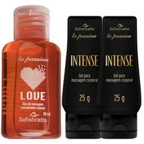 Kit 2 Gel Lubrificante Intense + 1 Óleo De Massagem Sensual Love Kit 2 Gel Lubrificante Intense + 1 Óleo De Massagem Sensual Love