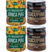 Kit 2 Gel Massageador Arnica Pura 200g + 2 Pomada Sucupira