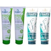 Kit 2 Gel Massageador Fisiofort Slim 150g + 2 Gel Lipo Redutor Slim Fit 150g