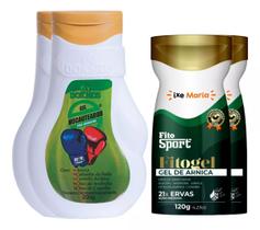 Kit 2 Gel Nocauteador Massageador Dokmos 200g + 2 Gel de Arnica Fitoesport 120g Fitogel
