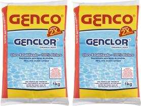 kit 2 Genclor Cloro Granulado Estabilizado Dicloro Piscina 1kg - Genco