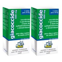 Kit 2 Giacoccide 600mg Antiparasitário Mon Ami - 20 Comprimidos Kit 2 Giacoccide 600mg Antiparasitário Mon Ami - 20 Comprimidos