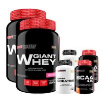 Kit 2 Giant Whey 900G+ 2 Power Creatina 100G+ 2 Bcaa